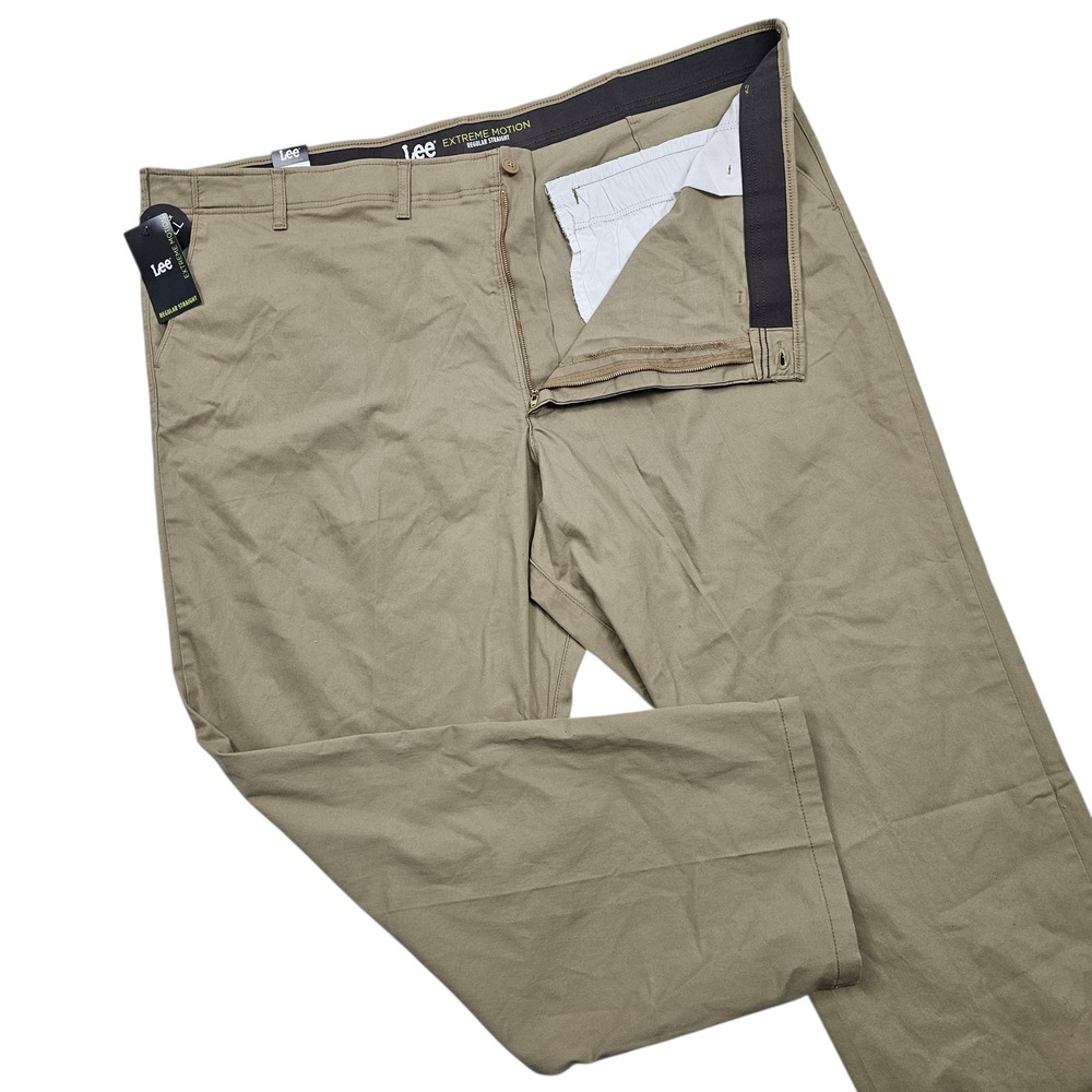Lee Extreme Motion Khaki Pants Mens 54x31 (56x32) Tan Straight Leg Big Tall NEW